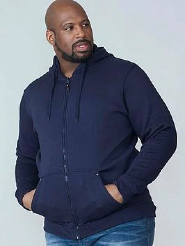 Image of D555 by Duke Duke Plain Zip Hoodie Colour: NAVY, Size: 4XL