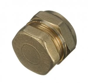 Image of Wickes Brass Compression Stop End Cap - 15mm Pack 2