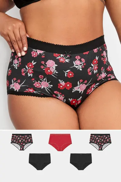Image of Yours 5pk Full Briefs Floral, Red, Size 26-28, Women