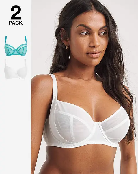 Image of Dorina Curves Imani 2Pack Full Cup Bras Green/White Female 40C LO66403