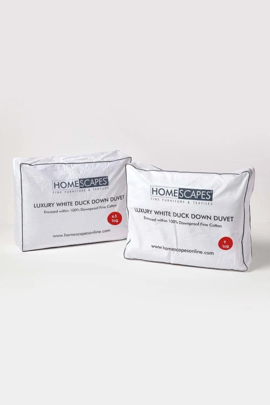 Image of Homescapes Luxury White Duck Down 13.5 Tog All Seasons Duvet, Double