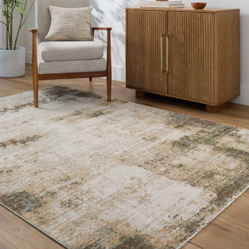 Image of Galey Alix X Livabliss Abstract Modern Marble Brown/cream Myrtle Avenue Iii Area Rug 160 X 230 Cm - Ideal For Living Room