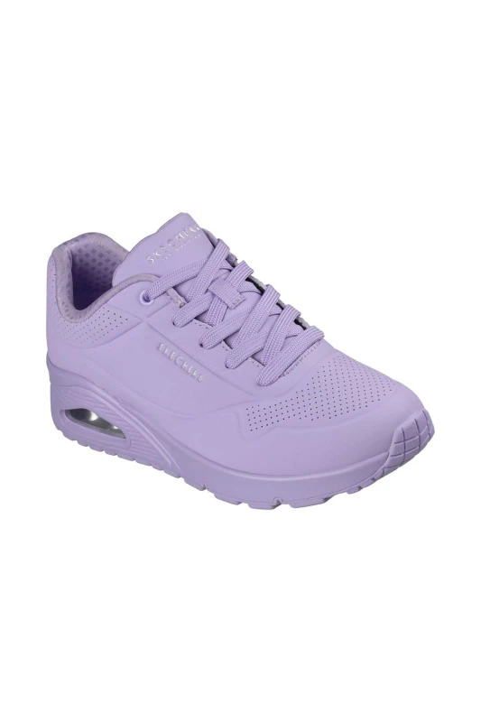 Image of Skechers Womens UNO STAND ON AIR Lace Up Sneaker Purple/Lavendar in Purple Size: 8 Purple Female 8