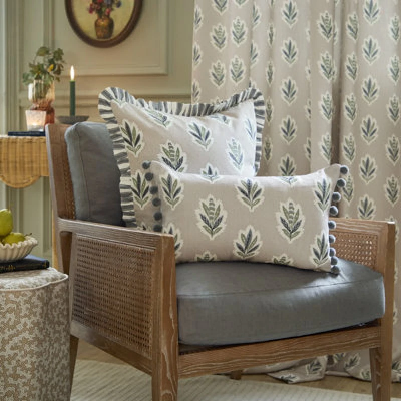 Image of Sanderson Sanderson Sessile Leaf Printed Cushion in Light Blue Size: 30cm x 50cm Light Blue 30cm x 50cm Unisex 5025532868572