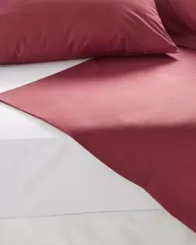Image of Cotton Traders 400 Thread Count Sateen Flat Sheet in Red