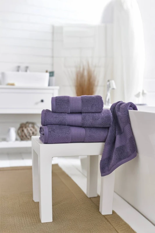 Image of Deyongs Bliss Pima 4 Piece Towel Bale - 2 x Hand & x 2 Bath Towels in Dark Mauve Dark Mauve Unisex