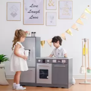 Image of Milano Kids Wooden Play Kitchen & 10 Accessories Grey TD-13397B - Grey - Teamson Kids