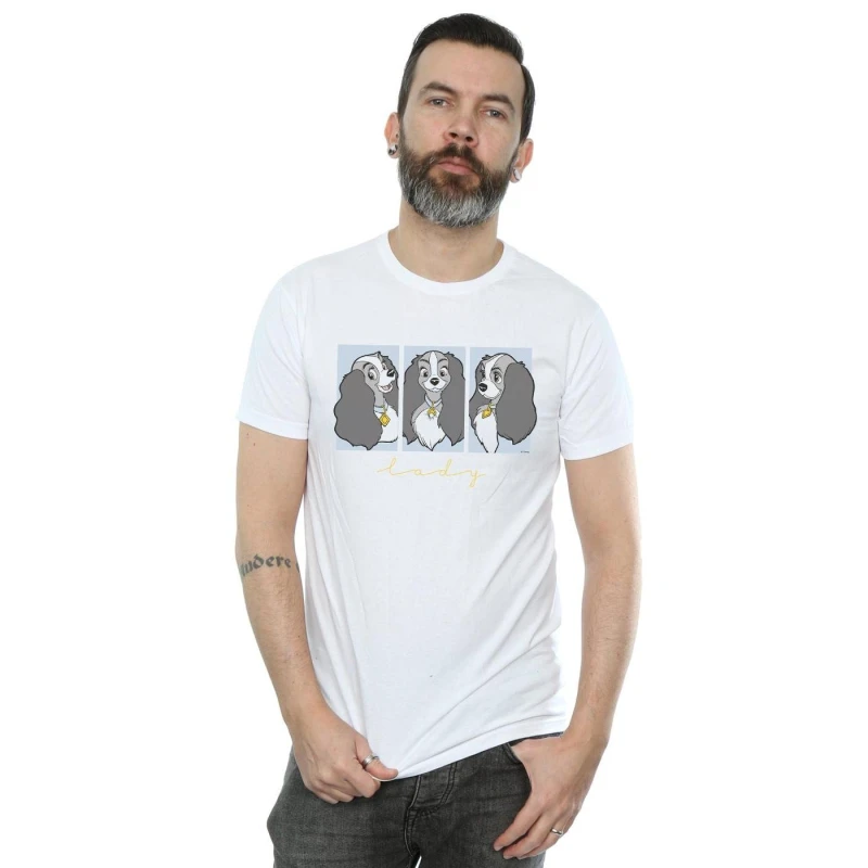Image of Disney Men Lady And The Tramp Lady Frames T-Shirt in White Size: Small White S Male 5059400514971