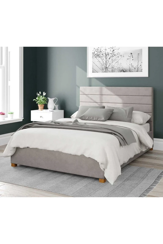 Image of Aspire Aspire Kelly Upholstered Ottoman Storage Bed, Plush Velvet Fabric in Silver Size: Single Silver Single Unisex 5057632178350