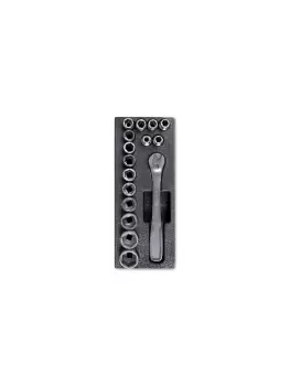 Image of Beta Tools T99 INOX Stainless Steel 1/2" Dr Ratchet & Socket Set for Roller Cab