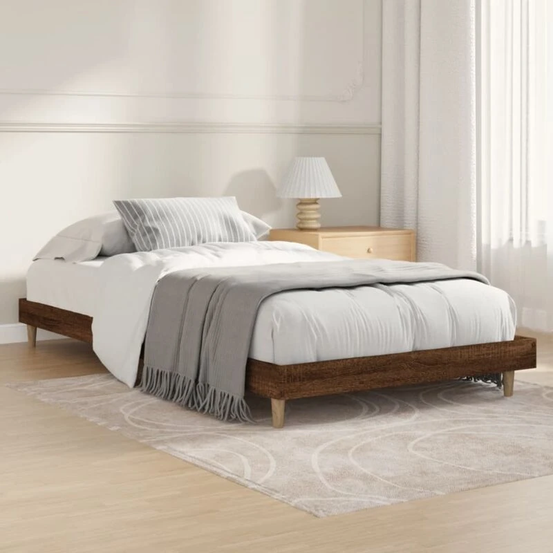 Image of VIDAXL Bed Frame without Mattress Brown Oak 100x200cm Engineered Wood Vidaxl 8720845795450