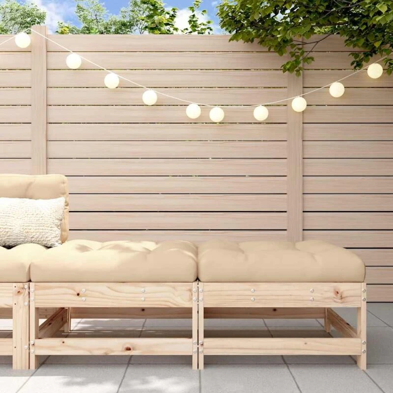 Image of VIDAXL Garden Footstools with Cushions 2pcs Solid Wood Pine Vidaxl 8720845802356