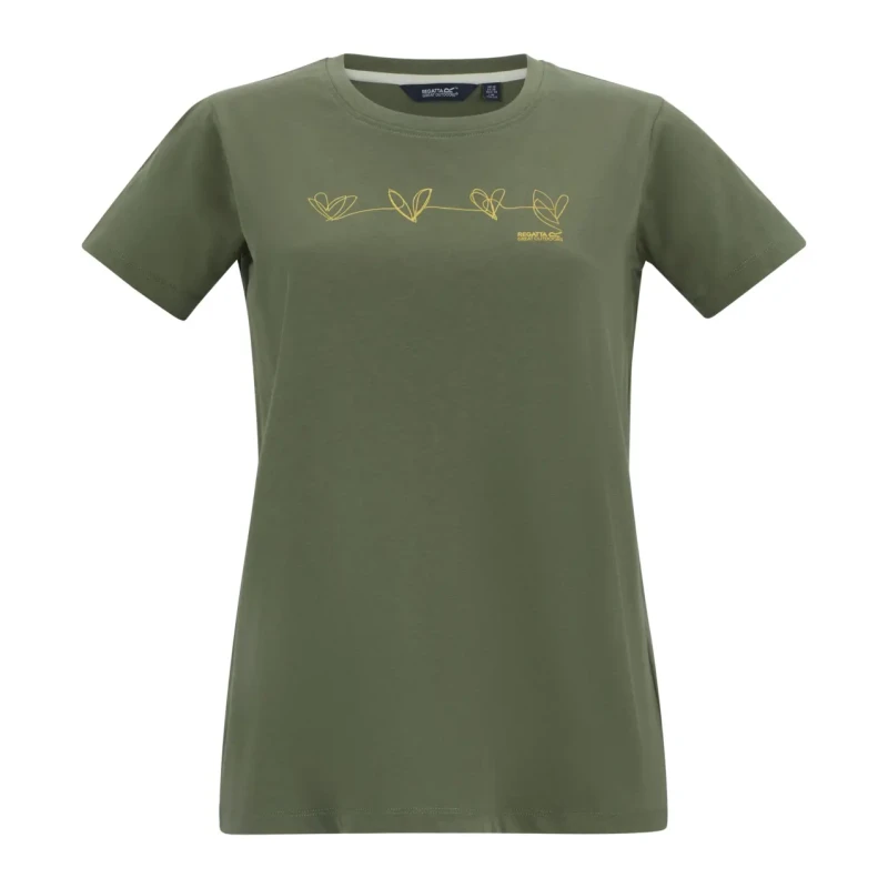 Image of Regatta Womens Filandra IX Short Sleeved Graphic T-Shirt in Light Khaki Size: 10 Light Khaki Female 10