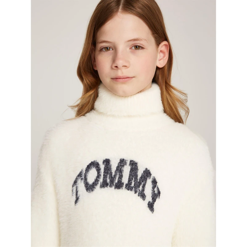 Image of Tommy Hilfiger TOMMY TURTLENECK FLUFFY DRESS LS Jumper Dresses 4Y White 29777901135