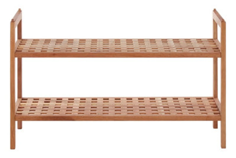 Image of Premier Housewares ARLA 2 Tier Grid Design Stackable Shoe Rack Natural