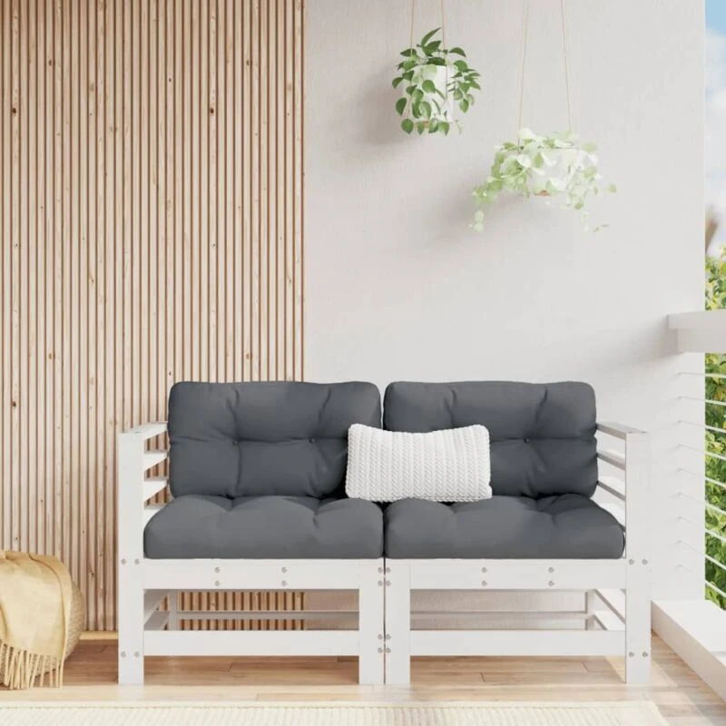 Image of VIDAXL Corner Sofas with Cushions 2 pcs White Solid Wood Pine Vidaxl 8720845802851