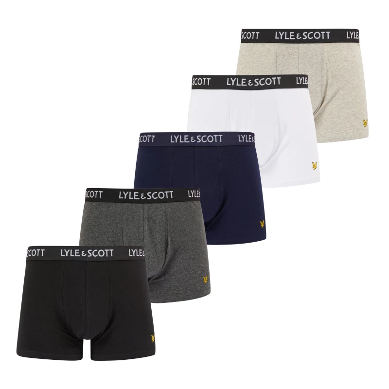 Image of Lyle & Scott 5 Pack Miller Trunks Black/White/Grey/Peacoat XL