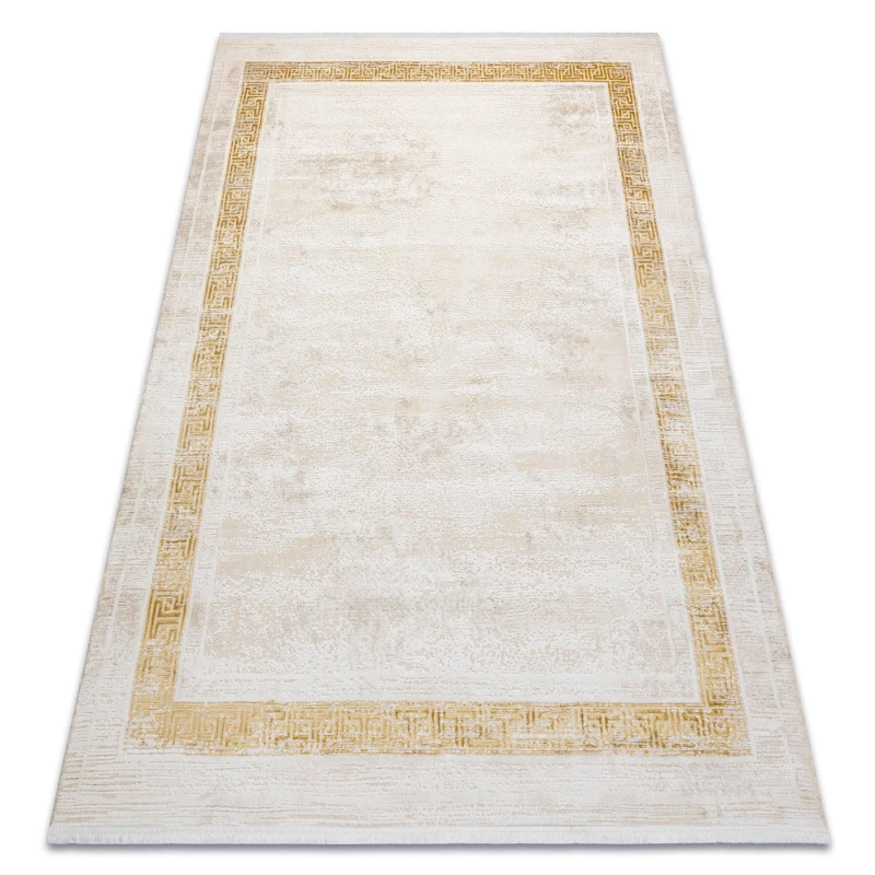 Image of RugsX Modern Carpet Duke 51524 Cream / Gold - Frame, Greek Structured, Very 80X150 Cm