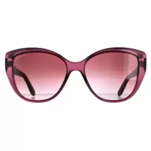 Image of Cat Eye Transparent Wine with Flower Print Brown Gradient SF912S