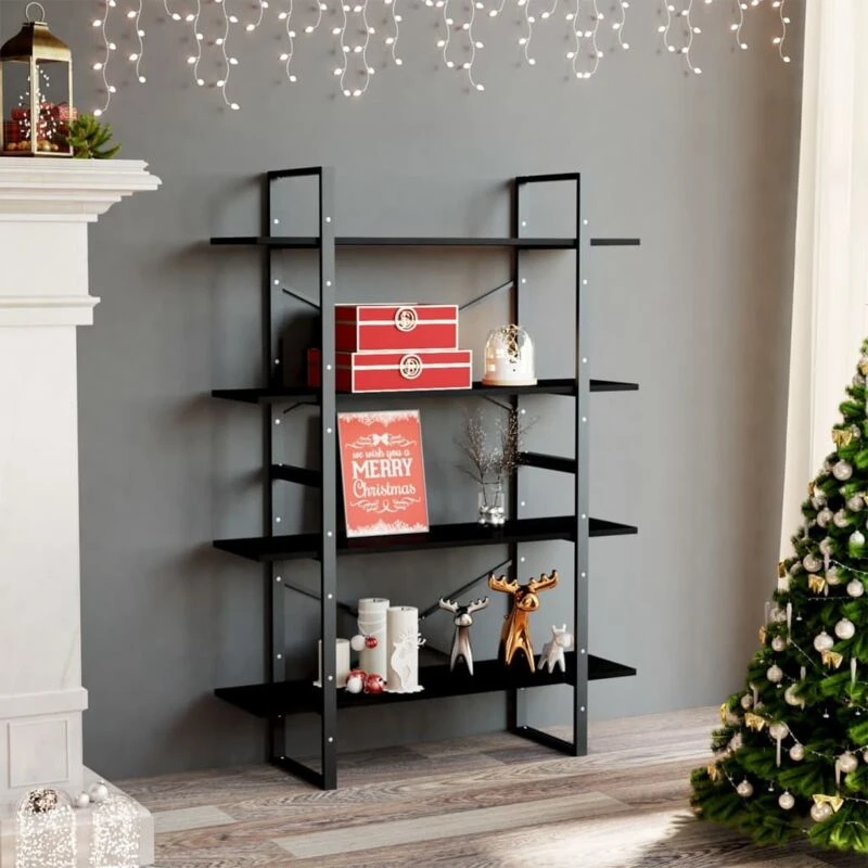 Image of VIDAXL 4-Tier Book Cabinet Black 100x30x140cm Solid Pine Wood Vidaxl 8720286567760