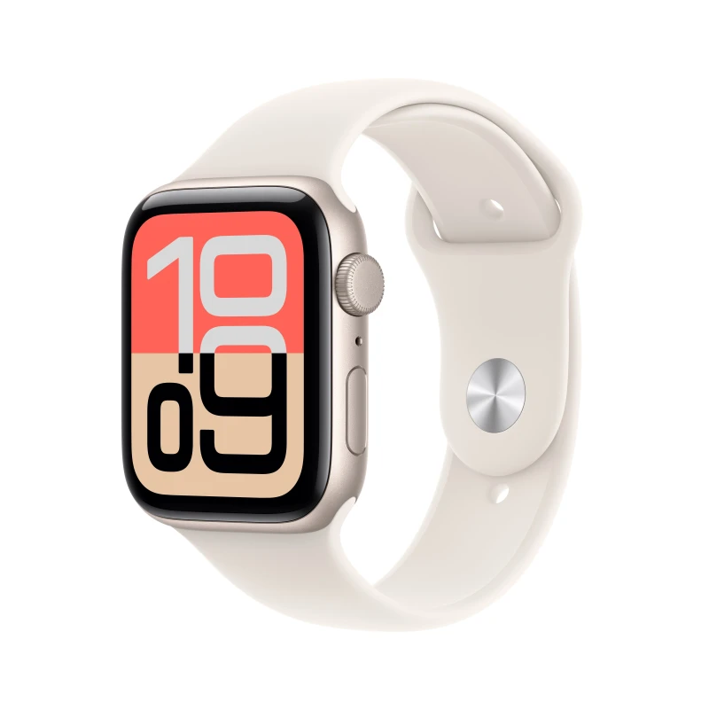 Image of Apple Watch SE 3, 44mm, Starlight Aluminium Case, GPS [2025] - Starlight Sport Band - M/L