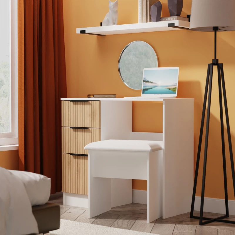 Image of Welcome Furniture Ready Assembled Java 3 Drawer Vanity, White JAV031SEWM