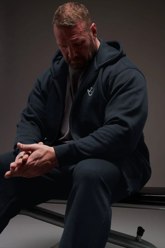 Image of BadRhino Mens 'Rest Day' Zip Through Hoodie in Dark Navy Size: 4XL Dark Navy Male 4XL