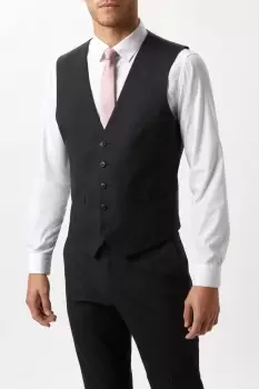 Image of Mens Slim Fit Charcoal Essential Waistcoat