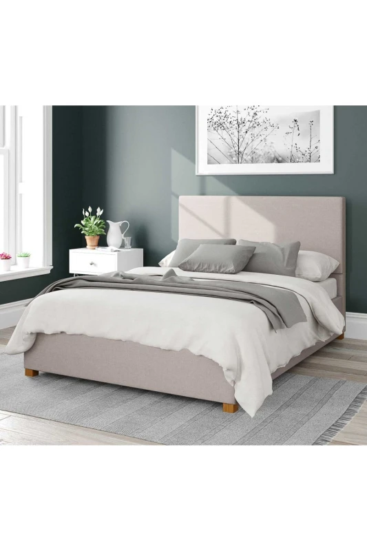 Image of Aspire Aspire Garland Upholstered Ottoman Storage Bed, Eire Linen Fabric in Off White Size: Single Off White Single Unisex 5057632178893