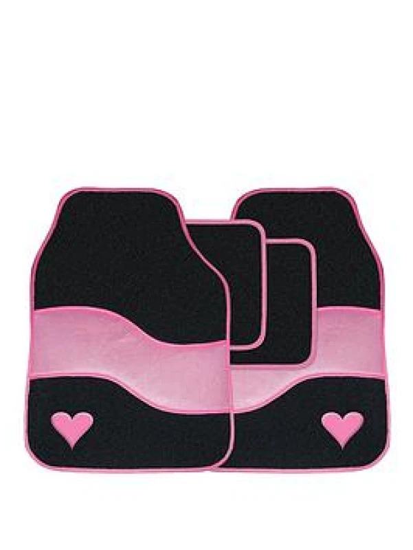 Image of Streetwize 4pc Pink Heart Velour Cat Mat Set