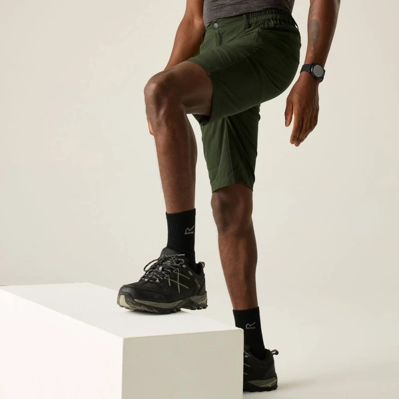 Image of Regatta Mens Highton Long Walking Shorts in Dark Olive Size: 32 Dark Olive Male 32