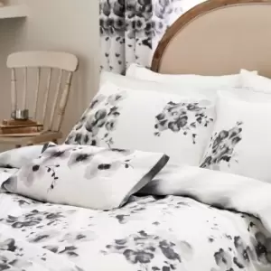 Image of Sanderson Mandarin Flowers Double Duvet Cover Set, Grey