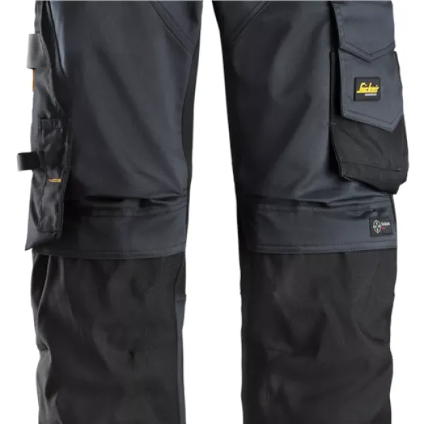 Image of Snickers AllroundWork Stretch Loose Fit Work Trousers Holster Pockets - Steel Grey/Black - 46