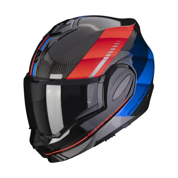 Image of Scorpion Exo-Tech Evo Carbon Genus Black-Blue-Red Modular Helmet Size XL