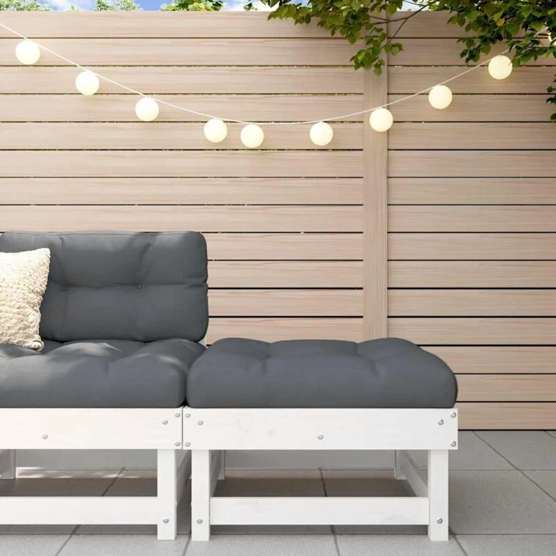 Image of VIDAXL Garden Footstool with Cushion White Solid Wood Pine Vidaxl 8720845801595