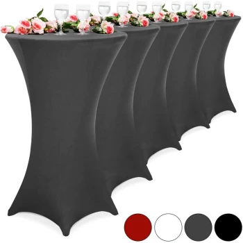 Image of 5x Fitted High Bar Cocktail Table Cloth Covers SPANDEX Lycra Stretch Wedding 5er Set Ø60cm / bordeaux rot (de)