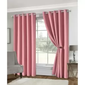 Image of Isabella Rose Eclipse Soft Touch Blockout Eyelet Curtains - Blush - 167cm (66") X 137xm (54") TJ Hughes