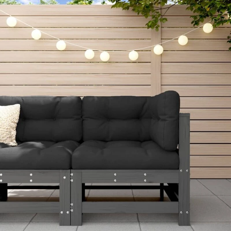 Image of VIDAXL Corner Sofa with Cushions Grey Solid Wood Pine Vidaxl 8720845802585