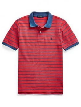 Image of Ralph Lauren Boys Short Sleeve Stripe Polo Top - Red, Size 3 Years