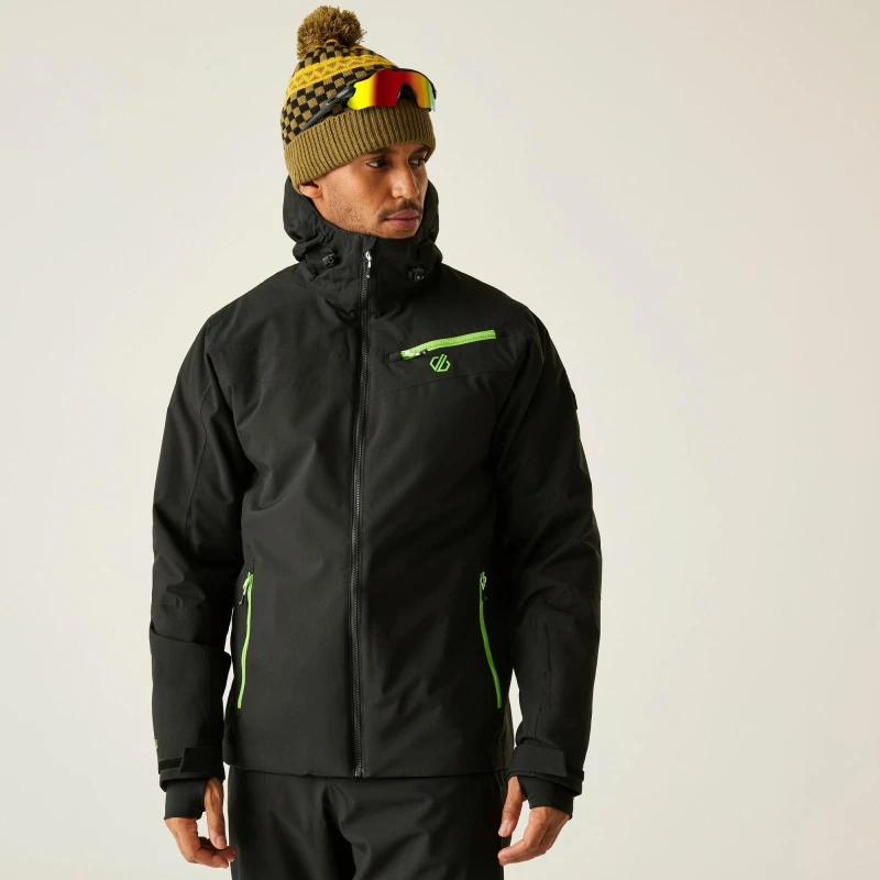 Image of Dare 2B Mens Eagle II Beathable Waterproof Ski Jacket S - Chest 38' (97cm) Black/Olivine Green DMP594-2G3-S
