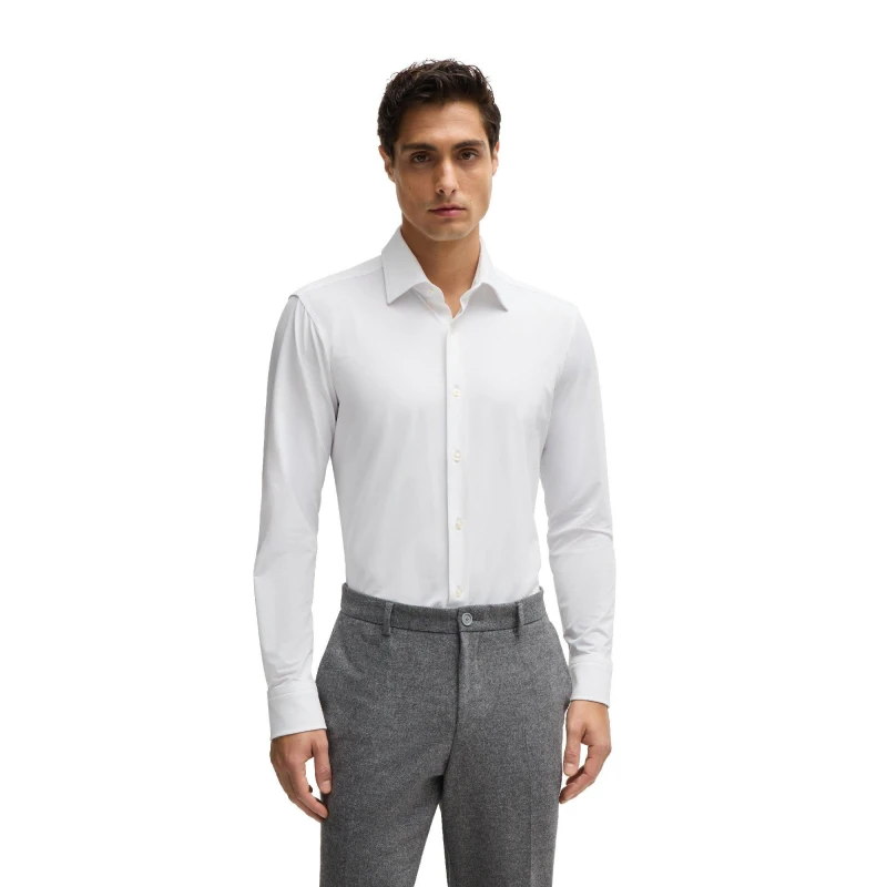 Image of Boss Mens P Joe Kent Long Sleeve Oxford Shirt White male 15 inch