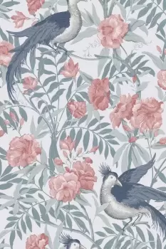 Image of Laura Ashley Osterley Rosewood Wallpaper - Green