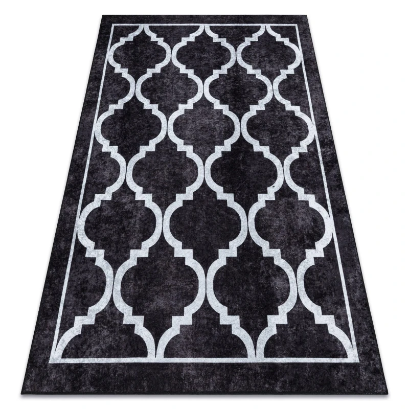 Image of RugsX Miro 51639.806 Washing Carpet Trellis Anti Slip - Black 140X190 Cm