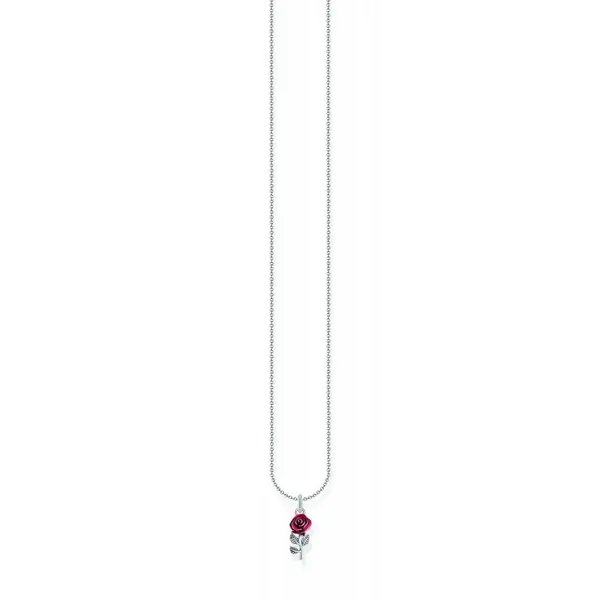 Image of Thomas Sabo Sterling Silver Basics Red Enamel Necklace KE2219-664-10-L