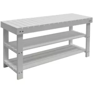 Image of Watsons - slats - Solid Wood 3 Shelf 12 Pair Shoe Storage Rack - White - White