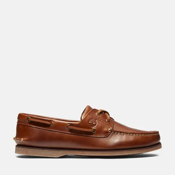 Image of Timberland Classic Leather Boat Shoe For Men In Brown, Size 12.5