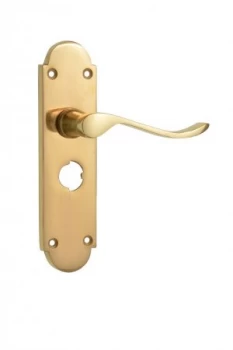 Image of Wickes Prague Victorian Shaped Privacy Door Handle - Polished Brass 1 Pair