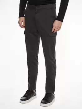 Image of Calvin Klein Sateen Stretch Slim Fit Cargo Pants, Black, Size 36, Inside Leg Regular, Men