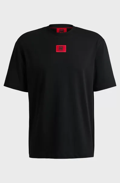 Image of HUGO Red x Racing Bulls Drambok Cotton-Jersey T-Shirt - M Black Tops male 50530039-001 M