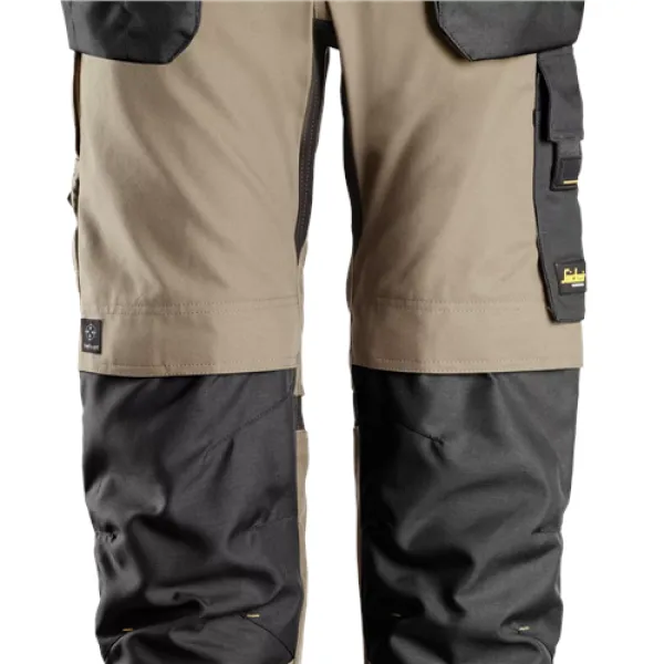 Image of Snickers AllroundWork Canvas+ Stretch Work Trousers+ Holster Pockets - Khaki/Black - 258